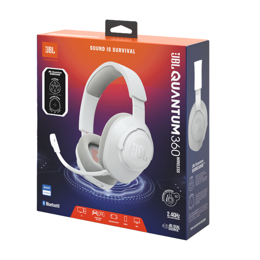 JBL Quantum 360 Wireless - White - Wireless over-ear gaming headset with surround sound and detachable mic - Detailshot 15